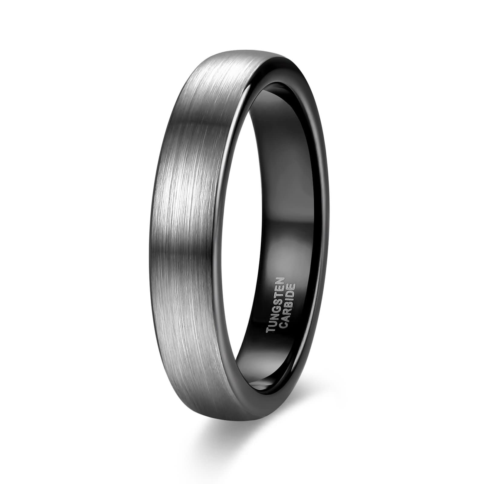 Pierścionek męski z grawerunkiem wolframu, 4 mm/6 mm/8 mm, szczotkowany, okrągły, pierścionek srebrny czarny zaręczynowy