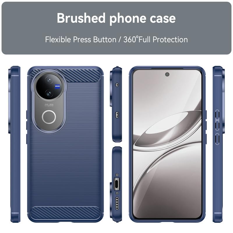 Image of Hybrid Carbon Fiber Back Case for Vivo T4R 5G / iQoo Z10R 5G (Blue)