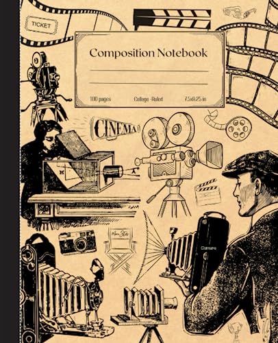 Composition Notebook Camera: Cute Vintage Film Study And Movie Illustration Notebook : College Ruled Paper : Perfect Gift For Kids, Adults, Students, And Photographers