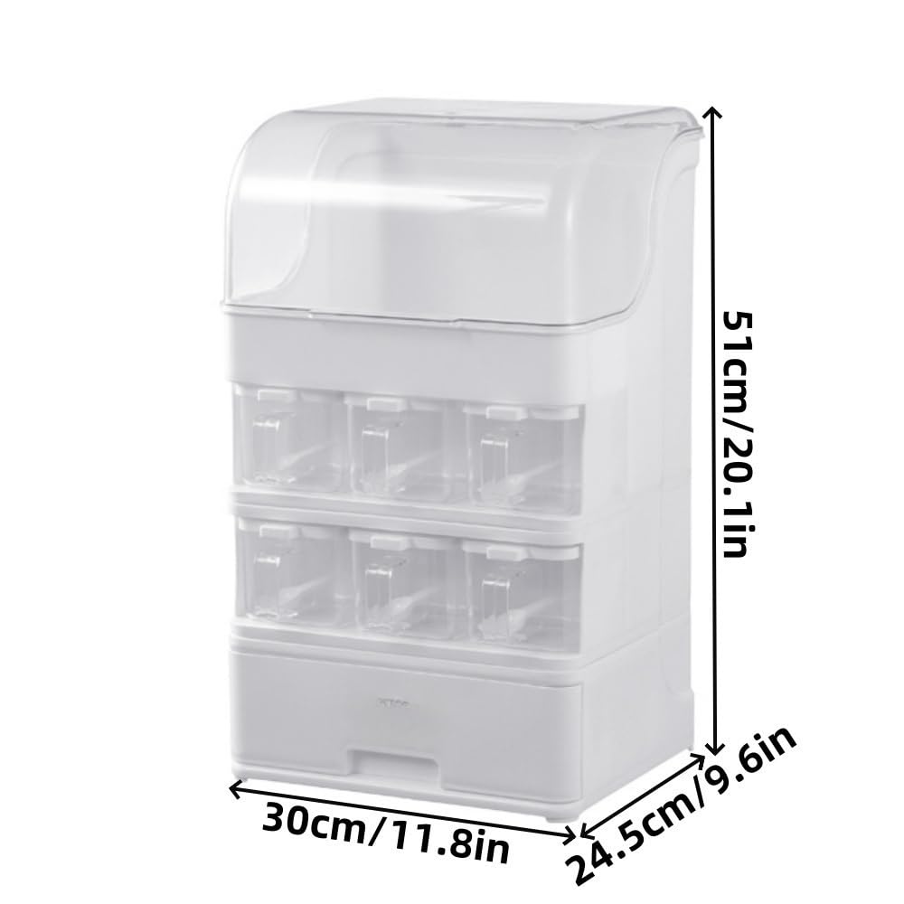 Nizer - Portaspezie multifunzionale con cassetti, in plastica resistente, per cucina e sala da pranzo, 30 x 24,4 x 51,1 cm, soluzione ideale per condimenti e salvaspazio
