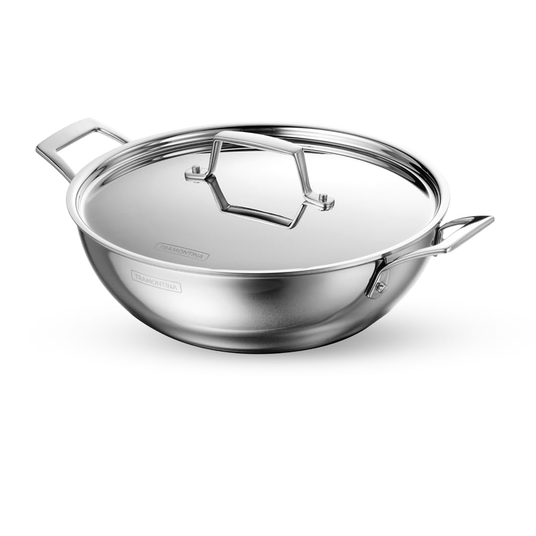 Tramontina Aeion Kadai - Stainless Steel Stir Fry Pan -9