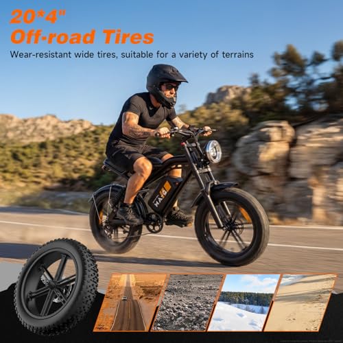 Image of High Power Electric Bike for Adults, 1500W-4000W Peak Ebike with UL Certified Battery, 20 inch Fat Tire Retro Scrambler Moped Style & Off-Road Electric Motorcycle, Full Suspension