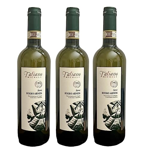 3 bottiglie di Roero Arneis D.o.c.g. E' un vino bianco di color paglierino con riflessi verdolini, fresco e delicato, tipico della zona del Roero in Piemonte. Il suo aroma inconfondibile è asciutto, con note floreali e fruttate.