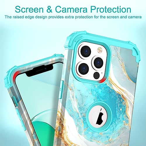 Image of Hocase for iPhone 13 Pro Max Case, Heavy Duty Shockproof Protection Soft Silicone Rubber Bumper+Hard Plastic Hybrid Protective Case for iPhone 13 Pro Max (6.7 inch) 2021 - Teal