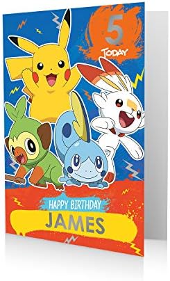 Danilo Promotions Official Pokemon Birthday Card, Sticker Sheet Included to Personalise Name and Age