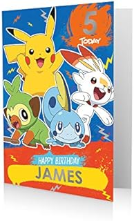 Danilo Promotions Official Pokemon Birthday Card, Sticker Sheet Included to Personalise Name and Age