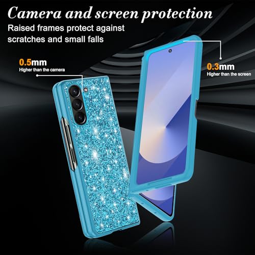Coque Samsung Z Fold 6 paillettes bleue en TPU souple antichoc - 3