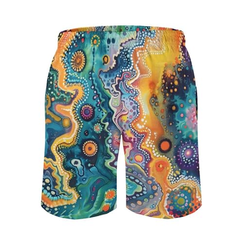 Tie Dye Style Color Beach Shorts for Men Summer Fashion Swim Trunks with Mesh Lining3