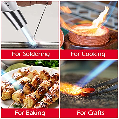 RenFox Flambeerbrander keukenbrander butaan gasbrander met veiligheidsslot butaangasbrander keuken voor crème brûlée BBQ grill kaarsen koken bakken bakken (butaan niet inbegrepen) (zilver zwart) - Image 3