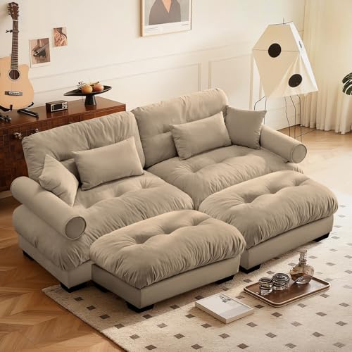 Image of SoarFlash Modern Sofa Couches for Living Room, Small Sectional Sofa Set with Reversible Chaise, Sleeper Sofas and Modular Couch Function, Suitable for Small Spaces in Apartment, Brown