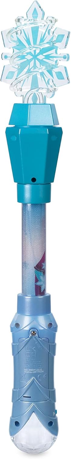 Disney Store Experiential & Glow Toys Frozen Wand with Spinning Snowflake & Color Patterns, Frozen Light-Up Wand with Elsa & Anna Art - Magical Light Up Wand for Kids