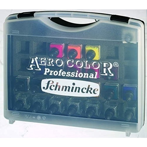 SCHMINCKE Aero Color Professional Airbrush Ink Set in Plastic Case, 28ml Bottles, 16-Color Set, 1 Set Each (81124097)