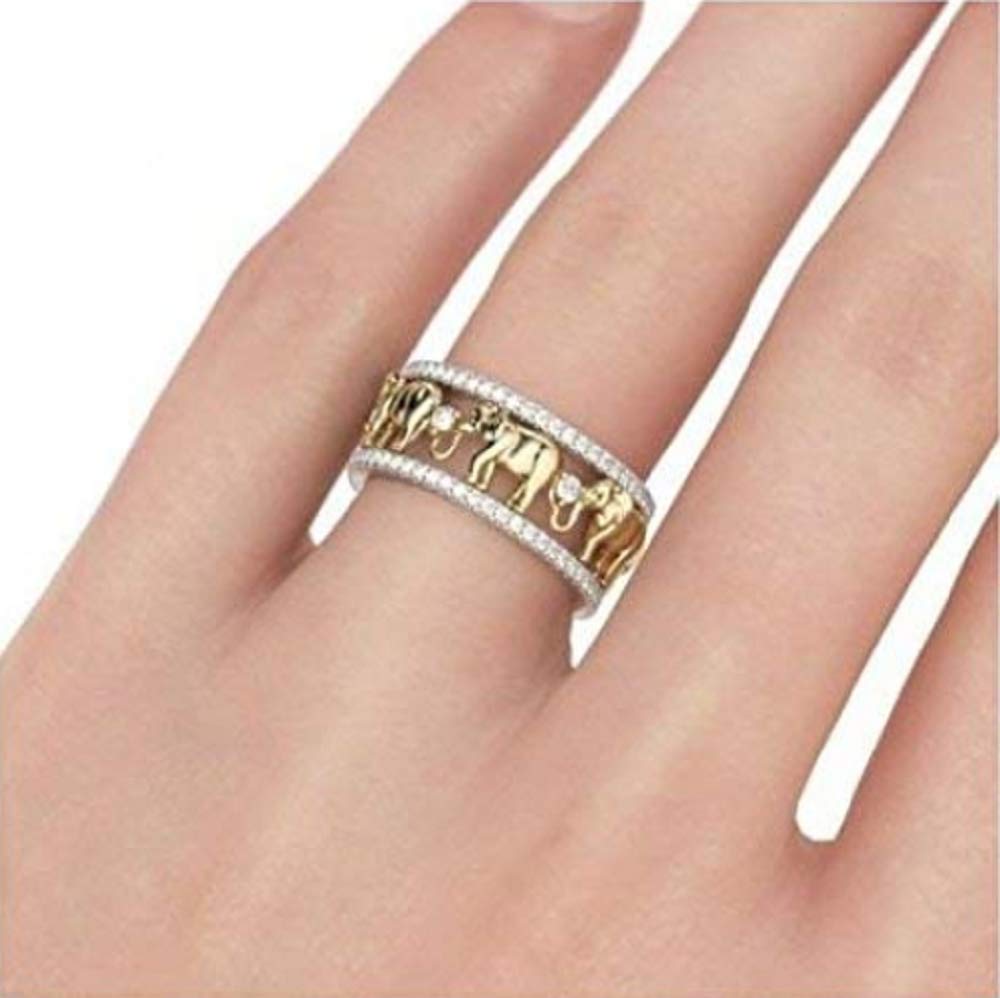 Lucky Elephant CZ Ring - 925 Sterling Silver Rhodium Plated, Size 5, Gift Box - View #7