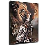 Lion Woman Warrior, Woman Warrior of God, Lion of Judah, Religious Poster Wall Art Canvas Painting Picture Print Living Room Bedroom Decor (Unframed,08×12inch)