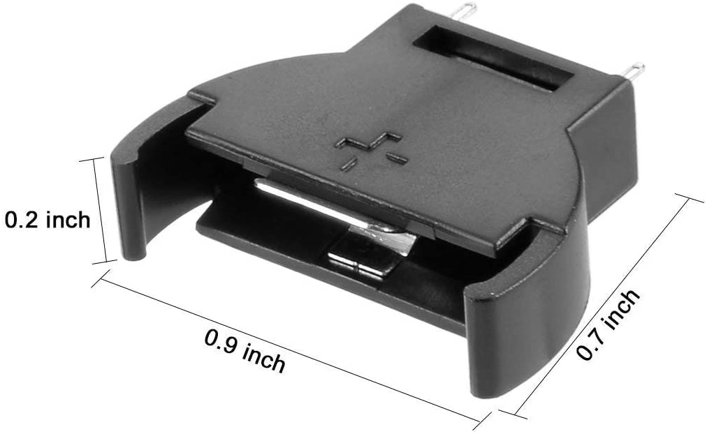 GTIWUNG CR2032 CR2025 Coin Cell Button Battery Holder Case For 3V Button Battery, Black, Pack Of