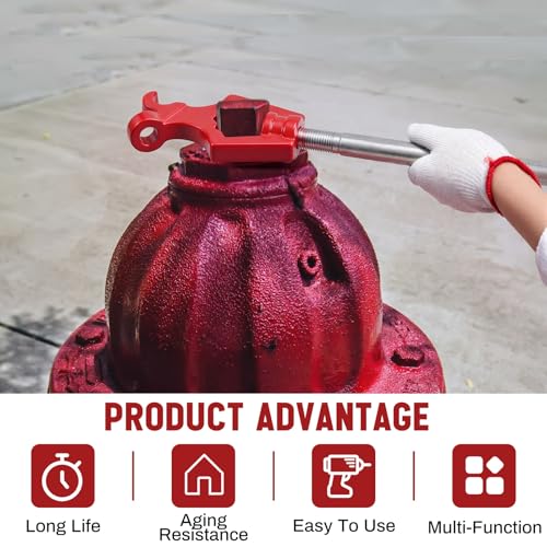 Image of Tandefio 1 Pcs Fire Hydrant Wrench, Pentagon 1-3 /4 inch /square 1-1 /4 inch, Red