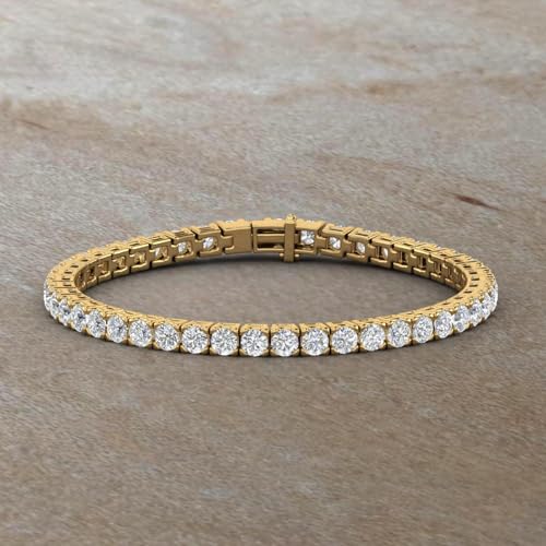 Image of 2 to 7 Carat Natural Diamond Tennis Bracelet for Women in 14K Gold (7 Inch) - IGI Certified (I1-I2 Clarity)