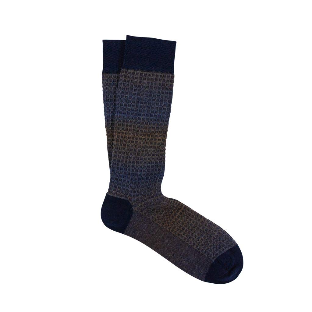 Marcoliani Milano Mens Mid Calf Shaded Basket Pattern Socks