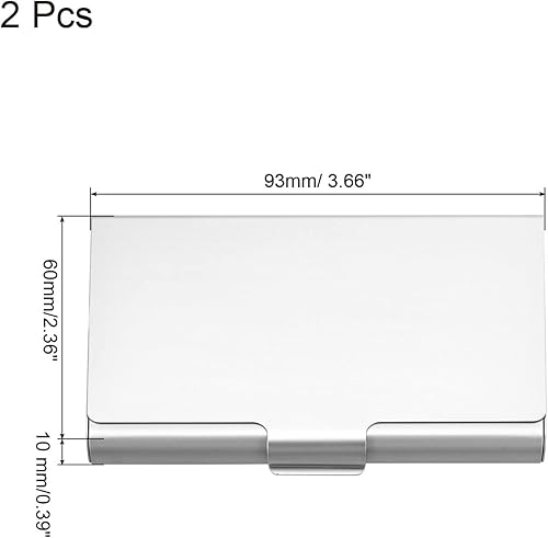 Miniatura 2 de PATIKIL Portatarjetas de visita, paquete de 2 fundas de metal de aluminio para tarjetas de crédito, tarjetas de crédito, color plateado