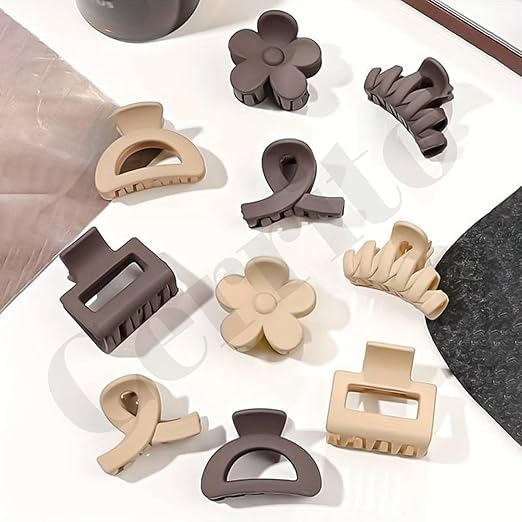 Image of Small Hair Claw Clips for Women & Girls - Matte Nonslip Clamps with Strong Hold for Thick & Thin Hair, Neutral Mini Hair Accessories for Everyday Styling (6 Pcs, Multicolor)