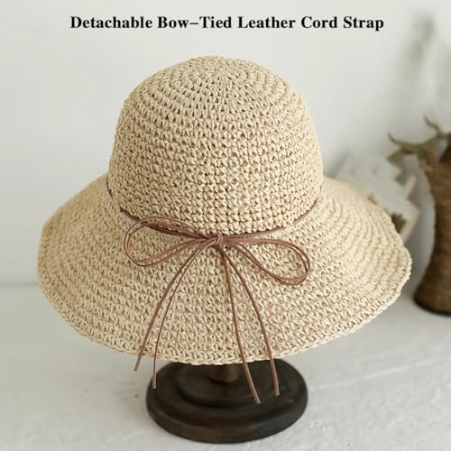 Sombrero de mujer tipo bucket de paja para sol miniatura 7