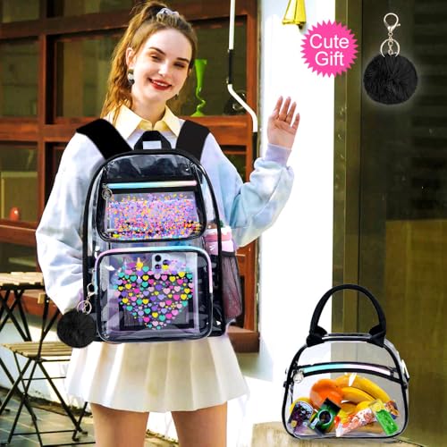 Image of AGSDON Clear Backpack, Heavy Duty Transparent Bookbag, See Through PVC Backpacks for Women Men