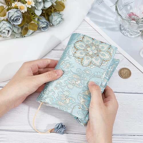 CRASPIRE Green Book Protector Flower Cloth Book Cover Adjustable Book Sleeve Soft Cloth Book Cover Retro for A6 Paperbacks Hardcover Books Classroom Students Teacher Book Lover - Image 3