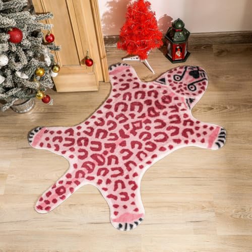 Alfombrilla para patas de poliéster rosa con rayas de león creativa 5