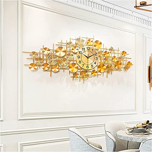 Horloge de décoration murale fantaisie 45 cm or avec mouvement silencieux art mural