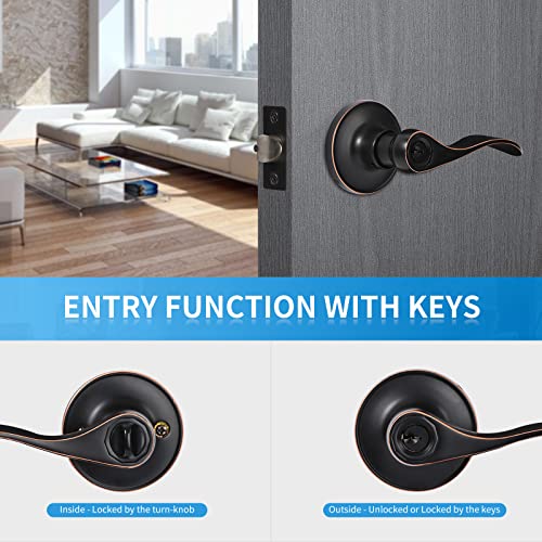 E-Home Hardware 10 Pack Bulk Door Handles With Lock And Keys, Bed And Bath Door Knobs Oil Rubbed Bronze, Keyed Alike Entry Door Knobs Interior, Door Handle Lock For Right Or Left Handed Doors #TOP3