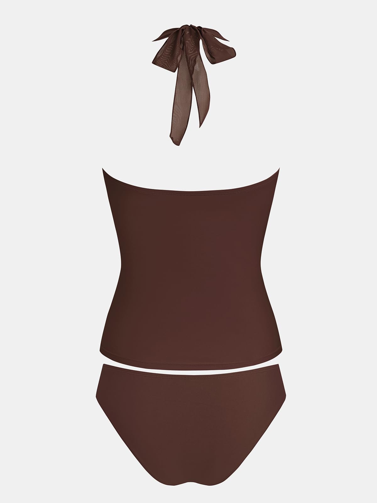 CUPSHE Tankini pour femme - Maillot de bain deux pièces en maille - Dos nu - Taille mi-haute - froncé
