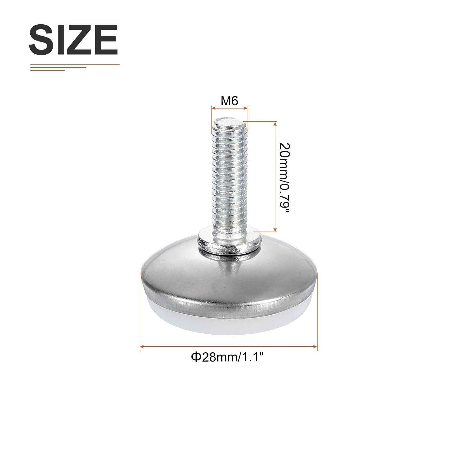 DTGN M6x20x28mm(DxLxOD) Screw on Furniture Glide Leveling Feet, 8Pack, Good for Furniture - Image 2