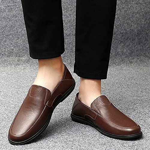 Men's Shoes Loafers for Men Genuine Leather Stitching Details Round Toe Flat Heel Comfortable Lightweight Wedding Casual Slip On2