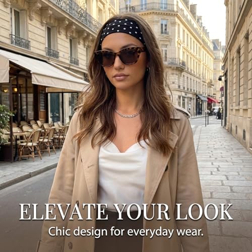 FrostyFlair Schwarz-Weißes Stirnband-Set, Polka Dot Headband & Haarband Damen, Elastisches Stirnband Sport für Frauen, Rutschfeste Retro Haarbänder für Alltag & Styling