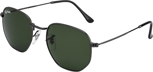 Ted Smith Glass UV Protection Metal Hexagonal Sunglasses