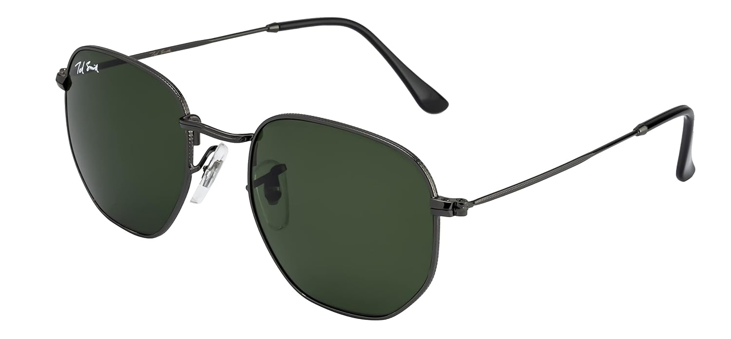 Ted Smith Glass UV Protection Metal Hexagonal Sunglasses