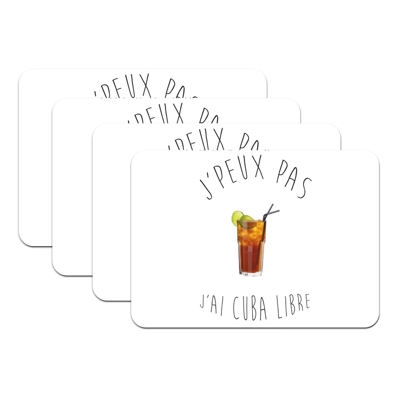 Set de table J'peux pas j'ai Cuba Libre grand format dessous caoutchouc pour apéro
