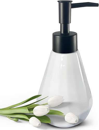 Miniatura 5 de Dispensador de jabón de cerámica recargable negro mate para baño y cocina, dispensador de jabón verde de 8.5 onzas con diseño minimalista moderno