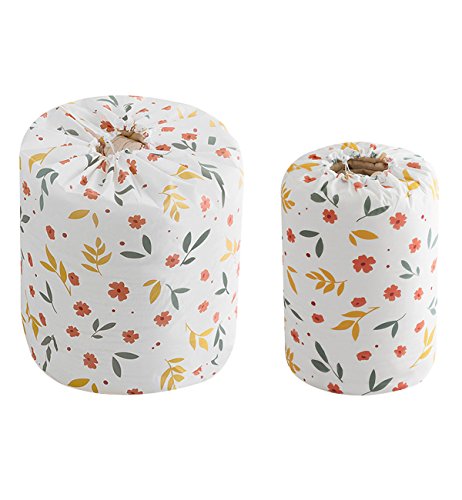 hilltoptocloud bolsa de almacenamiento organizador packing Hamper polvo ropa de cama colcha manta ropa de comestibles armario armario maleta equipaje cesta de basura con cordón, PEVA, pattern 1, 2 PC