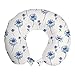 ABAKUHAUS Vintage Botanik Reisekissen Nackenstütze, Anemonen Blumen, Schaumstoff Reiseartikel für Flugzeug und Auto, 30x30 cm, Dunkelviolett Off White