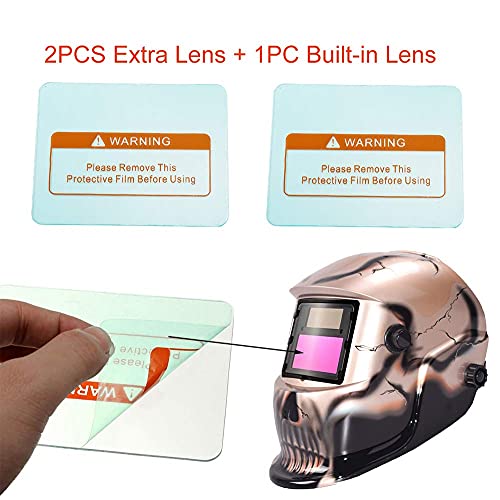 Imeshbean® Pro Cool Skull Style Solar Auto-Darkening Welding & Grinding Arc Tig Mig Helmet Adjustable Shade 9-13 With 2 Pcs Extra Lens Covers #1052 #TOP5