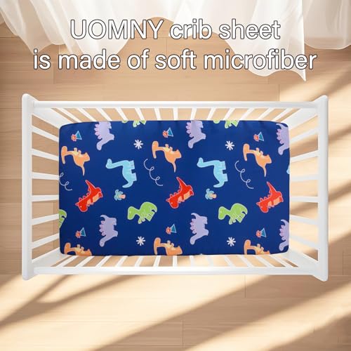 Image of UOMNY Crib Sheet, Dinosaur Crib Sheets Baby Sheet for Standard Crib and Toddler Mattresses Nursery Bedding Sheet Crib Mattress Sheets for Boys and Girls 1 Pack Toddler Sheet