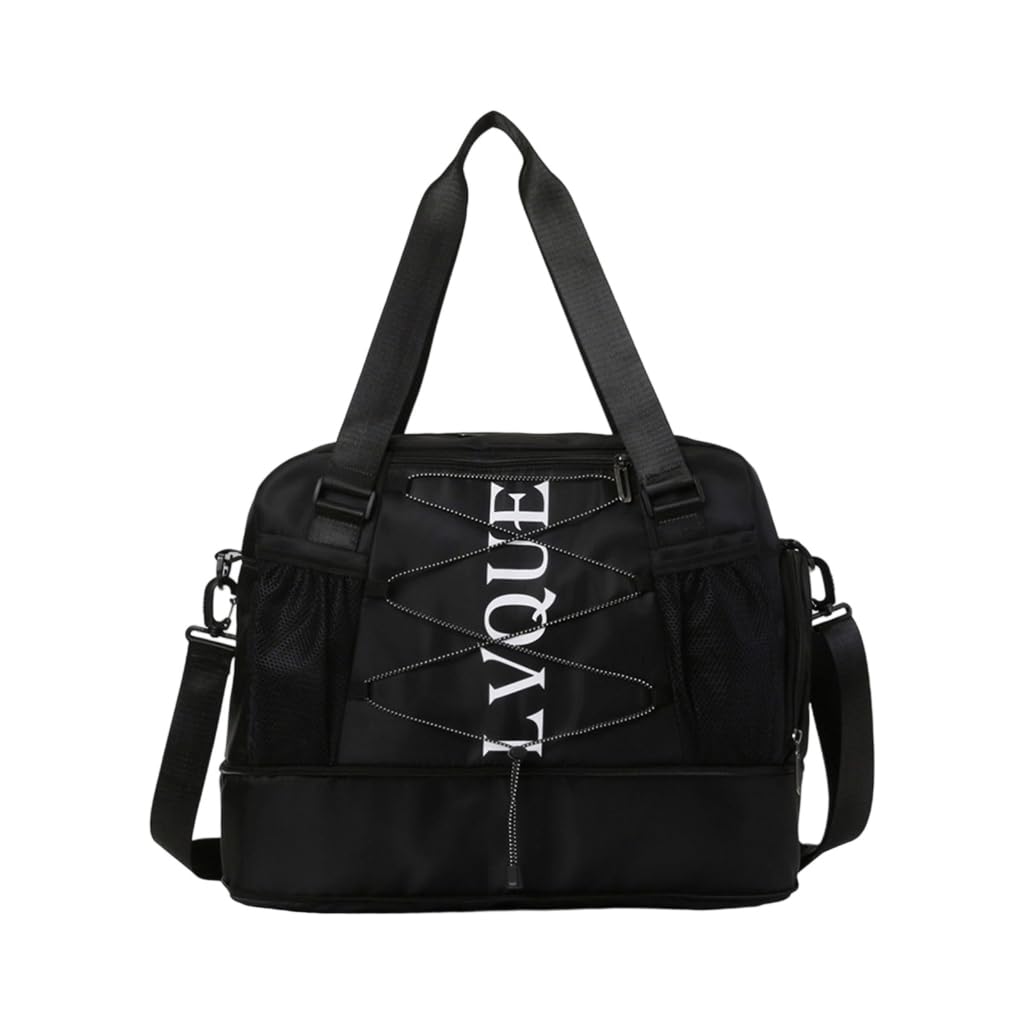 Torba fitness o dużej pojemności torba podróżna torba bagażowa modna torba sportowa torba na noc z przegrodą na buty torba weekendowa, Czarny, 45x21x26cm, Nowoczesny