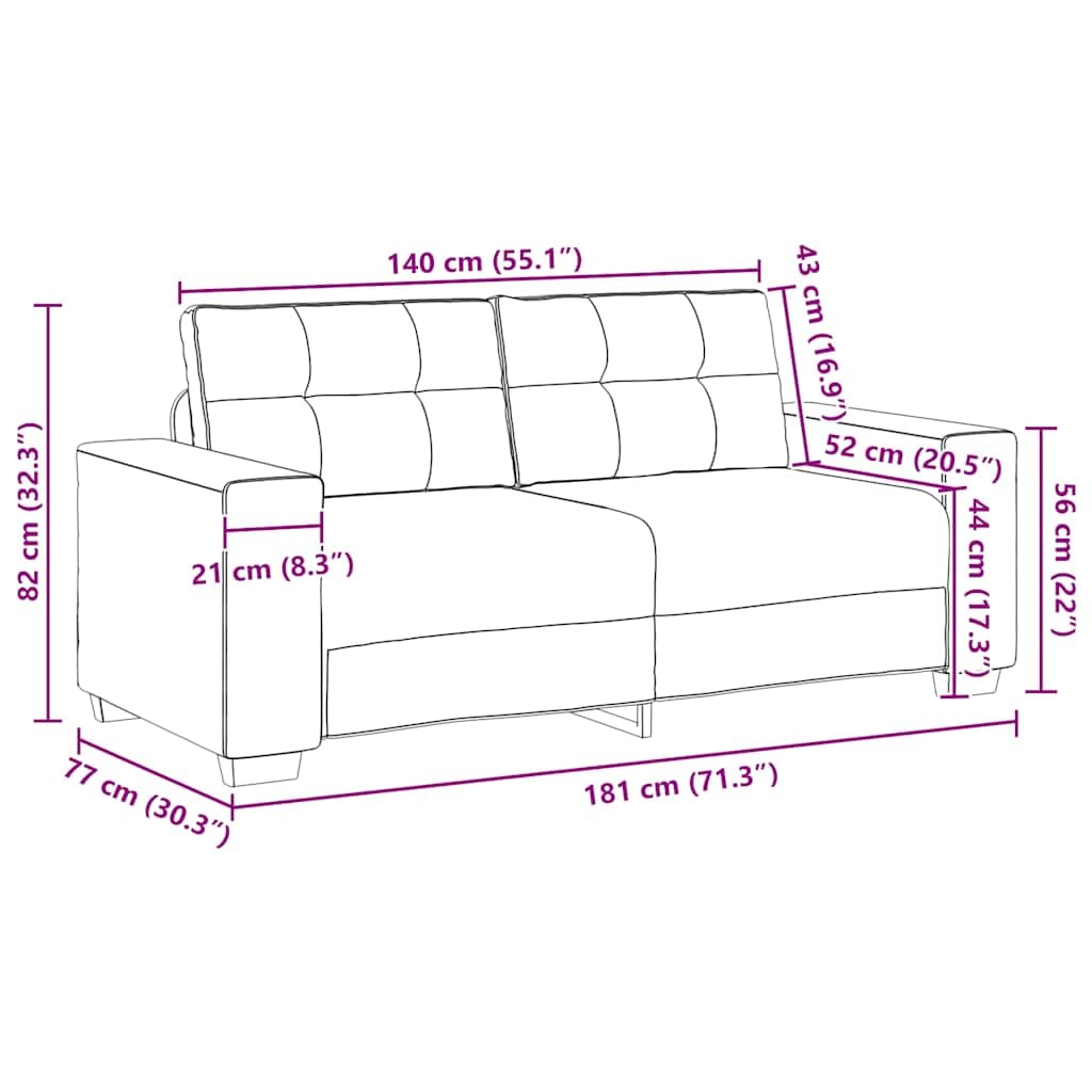 Loveseat sofa kremowa, 140 cm, nowoczesna 2-osobowa sofa relaksacyjna do salonu, sypialni, biura, wytrzymała rama z tkaniny poliestrowej