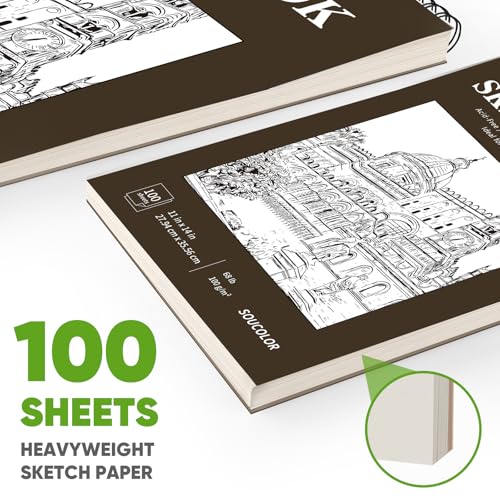 Image of Soucolor 11 inchx14 inch Large Sketchbook,100 Sheets Thick Acid Free Sketch Pad