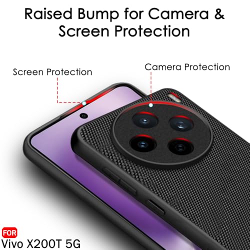 Image of TheGiftKart Back Cover Case for Vivo X200T 5G | Slim & Lightweight | Ultra-Premium Design | Camera Protection Bump | Fabric Texture Case Cover (PC & TPU, Black)