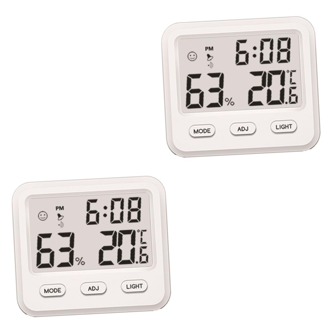 Sosoport 2 Stücke Indoor Mini Temperatur Monitor Und Hygrometer Digital Hygrometer Innen Mit Uhr Für Home Office Baby