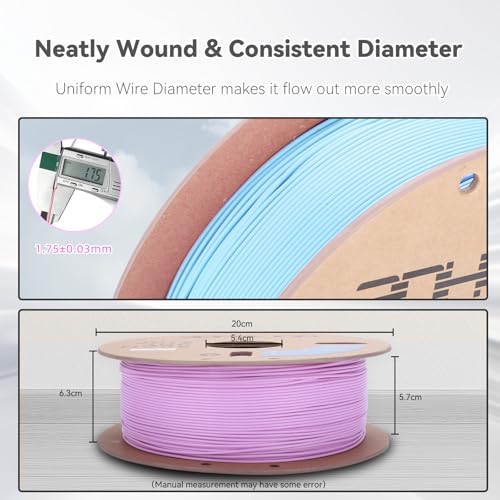 Image of 3DHoJor PLA Pro (Plus) Filament 1.75mm, 3D Printer Filament, Cardboard Spool 3D Printing Filament, Dimensional Accuracy + /- 0.03 mm-2 Pack Lilac+Baby Blue