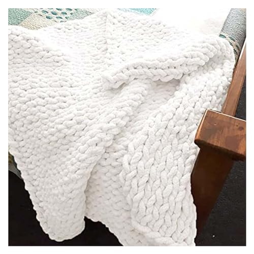 Couverture tricotée chaude et respirante 150x150 plaid fait main blanc