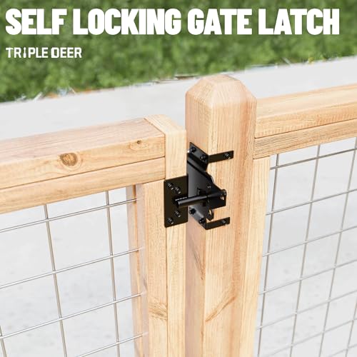 Image of TRIPLE DEER Heavy Duty Self-Closing Gate Hinge and Self-Locking Latch Hardware Kit, Stainless Steel Automatic Gate Hardware Kit for Wooden /Vinyl /PVC Fence Gate with Screws and Adjuster Tool, 1 Pack